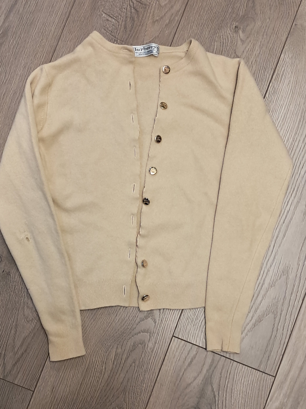 Burberrys Vintage Classic Cream Button-Front Women's Cardigan